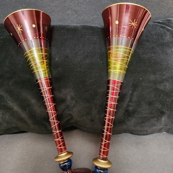 2-Pier 1 Champagne Flutes Hand Painted - Picture 6 of 7